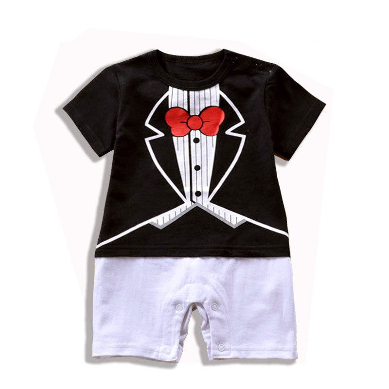 Baby Boy Short Sleeve Romper - Gentleman's Outfit