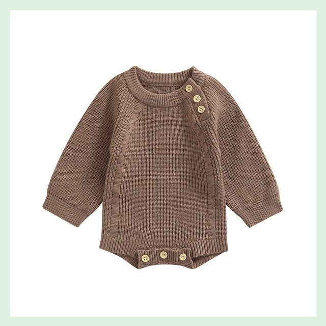 Solid Color Knitting Jumpsuit for Newborn Girls