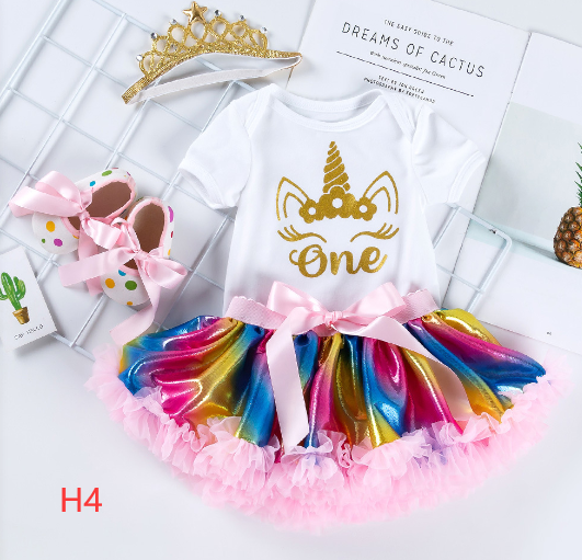 Baby Birthday Outfit Set with Cartoon Princess Dress
