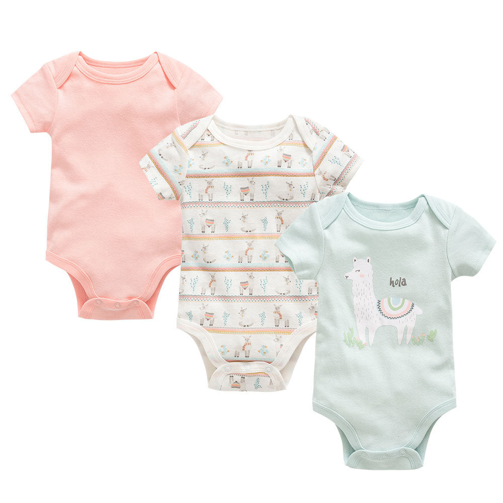 Baby Clothing Set - Cotton Short Sleeve Romper (3 Pieces)
