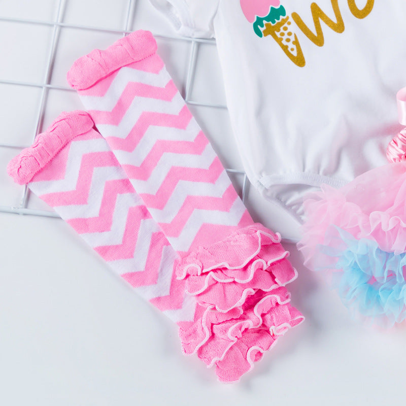 2020 New Baby Girl Birthday Outfit with Romper & Skirt