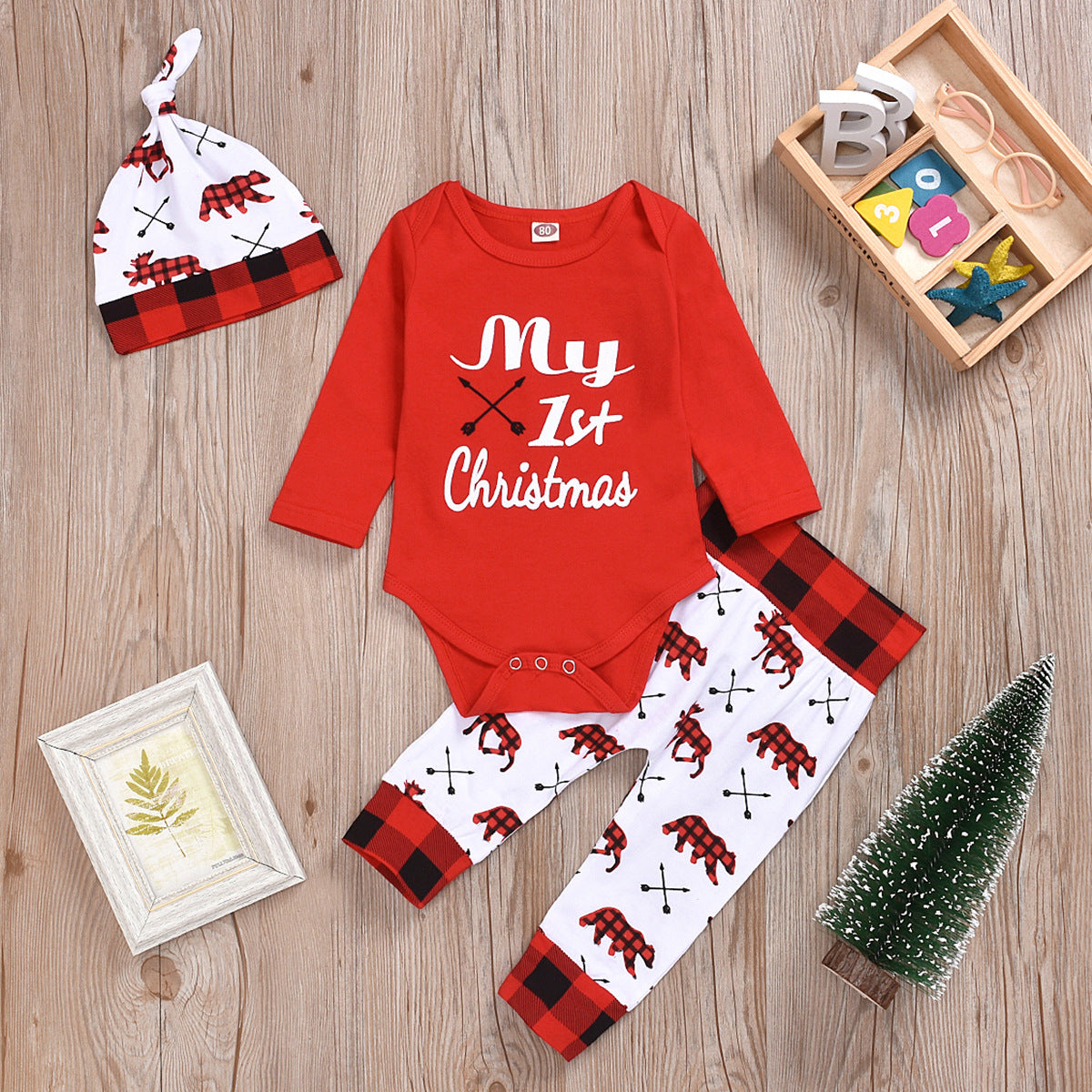 Christmas Baby Onesie Set - Three Piece Outfit
