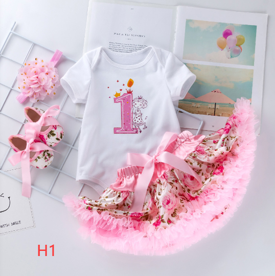 Baby Birthday Outfit Set with Cartoon Princess Dress