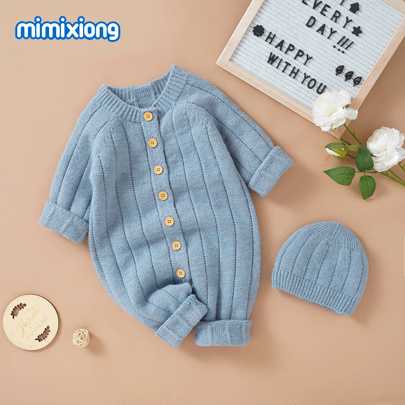 New Autumn Winter Baby Knit Hoodie Set
