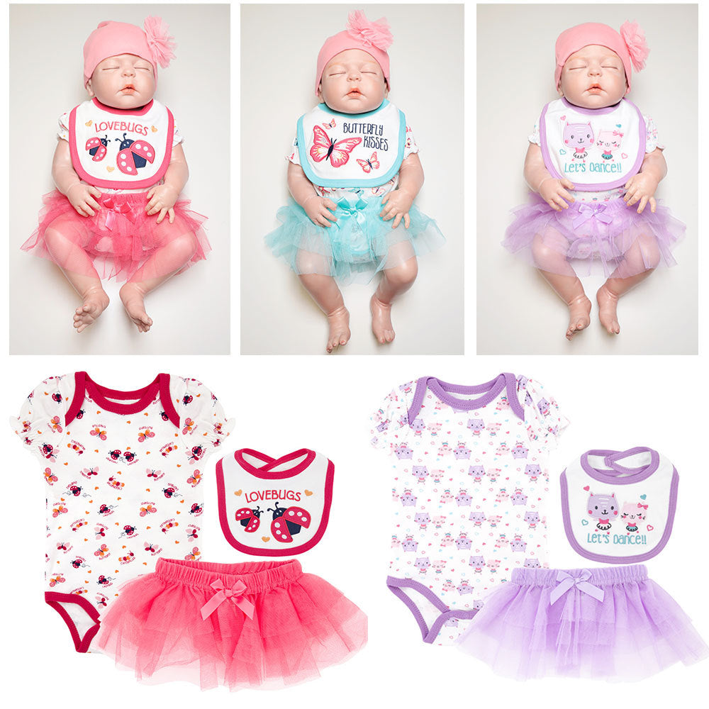 3-Piece Cartoon Summer Outfit for Newborn Baby Girls