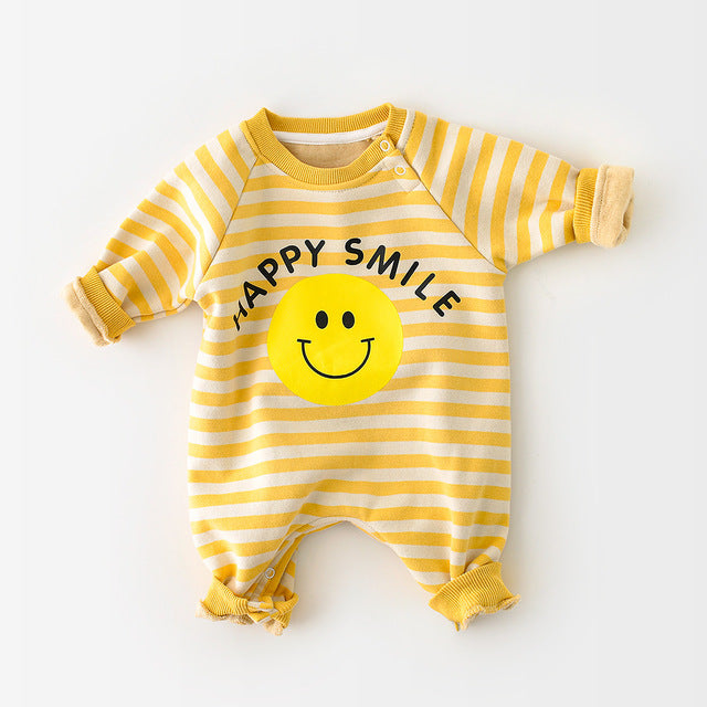 Baby Girls' Banana Jumpsuit Outfit with Smile Design