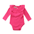 Long Sleeve Ruffled Solid Color Baby Romper Outfit