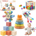i diy Baby Toys 0-6-12 MonthsMontessori Toys for babise 0-6-12-18 MonthsIncl Pull String Toy & Shape Sorter & Stacking Baby Block & Manhattan Ball & Baby Blocks，Montessori Baby Toys for 1 + Year