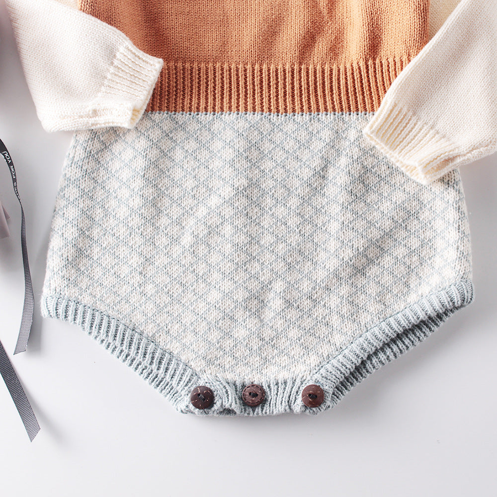 2020 Spring Baby Retro Color Knitted Romper Outfit