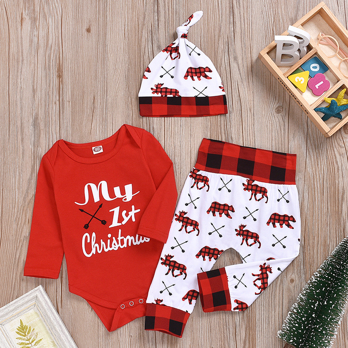 Christmas Baby Onesie Set - Three Piece Outfit