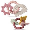 2ooya Baby Silicone Teething Toys - 2Pcs Valentine Teething Ring Baby Soft Teethers Rainbow Bear Design Teether Toys Toddler Teething Chew Toys Baby Shower Valentines Day Gifts for Baby Boy and Girl