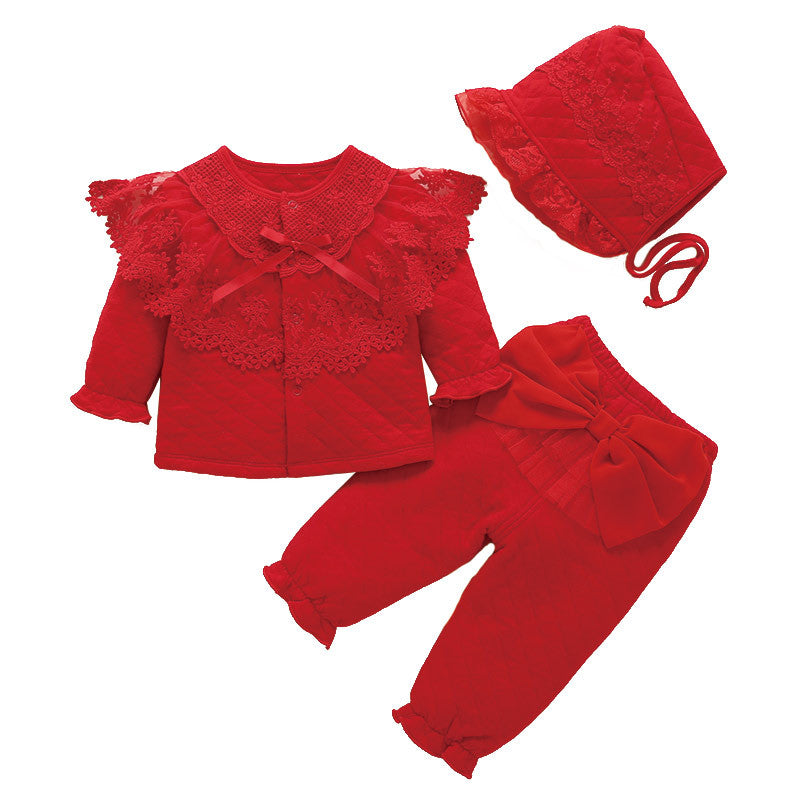 Baby Girls' Cotton Three-Piece Outfit for Fall/Winter