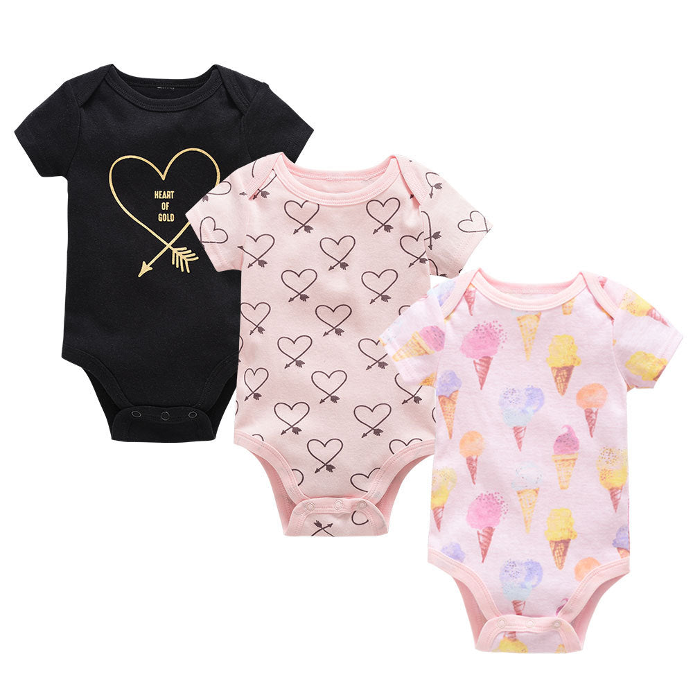 Baby Clothing Set - Cotton Short Sleeve Romper (3 Pieces)