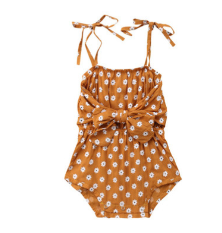 Floral Tie Romper for Baby Girls - Korean Style Outfit