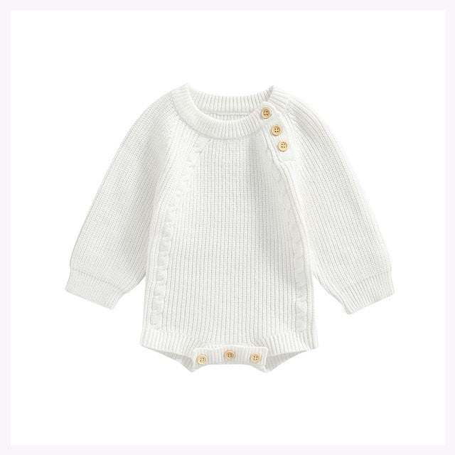 Solid Color Knitting Jumpsuit for Newborn Girls