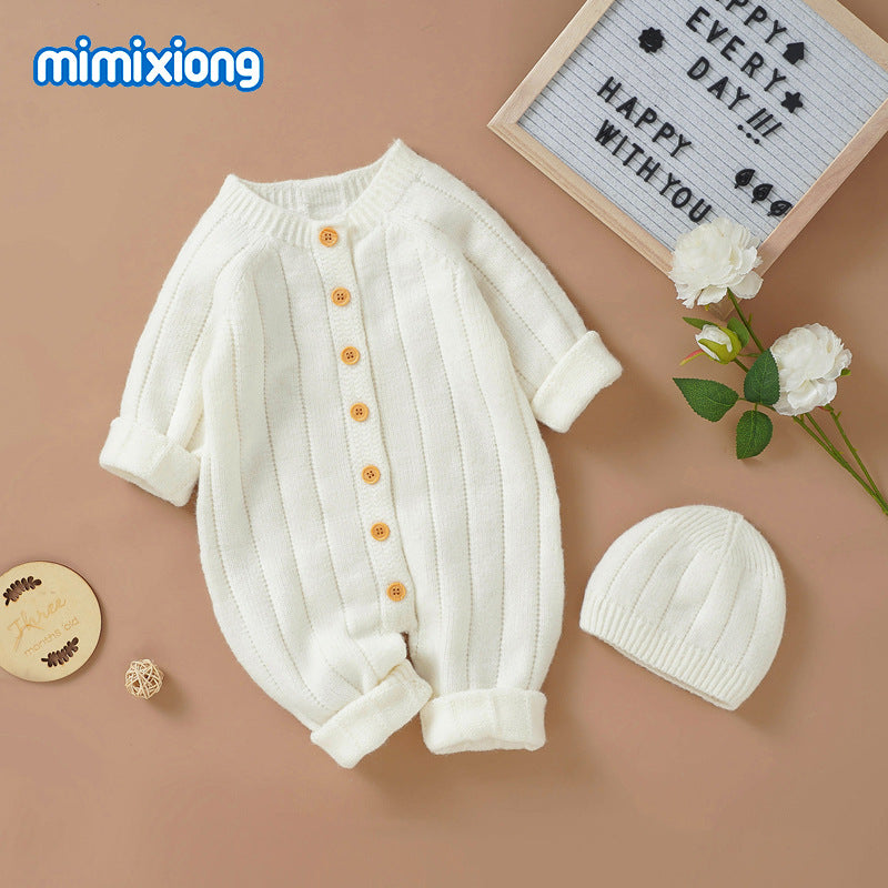 New Autumn Winter Baby Knit Hoodie Set