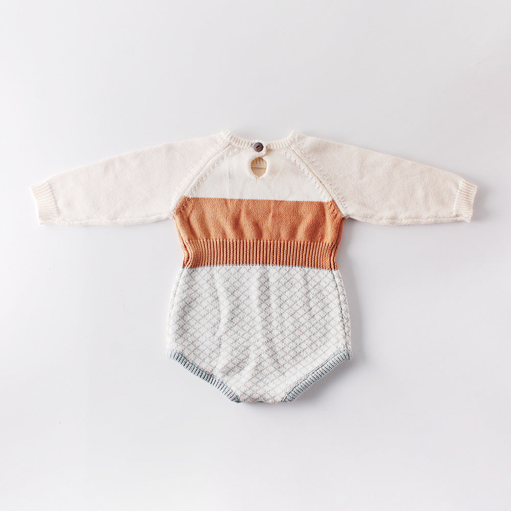 2020 Spring Baby Retro Color Knitted Romper Outfit