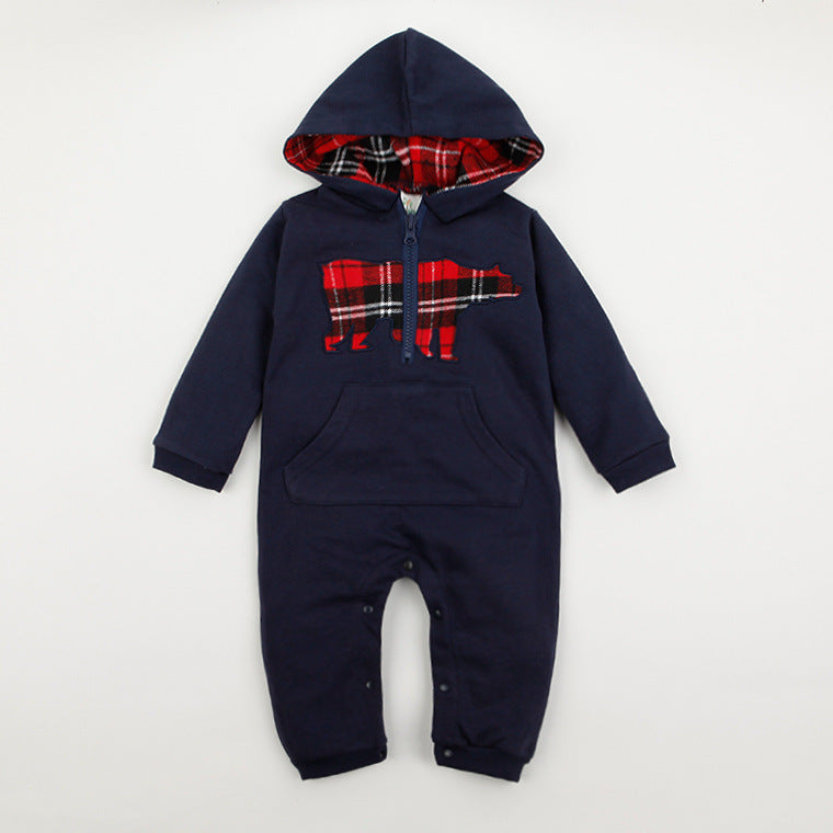 Cartoon Baby Romper with Hood - British Style Outfit