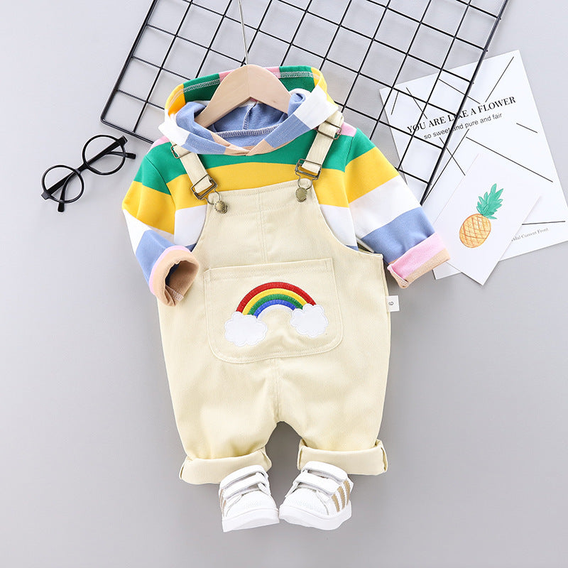 Spring Korean Style Striped Baby Tracksuit Set