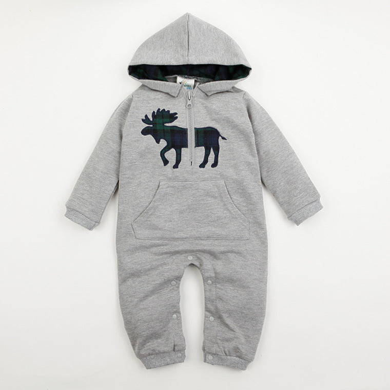 Cartoon Baby Romper with Hood - British Style Outfit