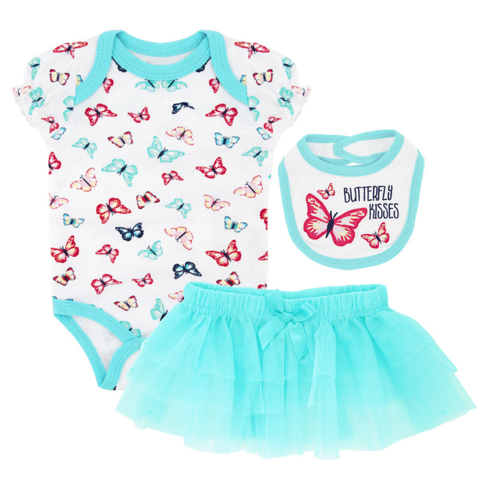 3-Piece Cartoon Summer Outfit for Newborn Baby Girls