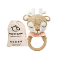 Bunny - Rattle for Young Children Handmade Woolen Toy Visual and Sensory Enhancing Toy with Strict Quality Testing Process usable as House Decoration (Beige Reindeer)