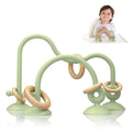 oiimllby Baby Teething Toy High Chair Suction Cup Toys for Infant Toddlers 0-6M Food Grade Silicone Teether Educational Parent-Child Baby Toys Montessori Sensory Toy for Babies 6-12Months (Green)