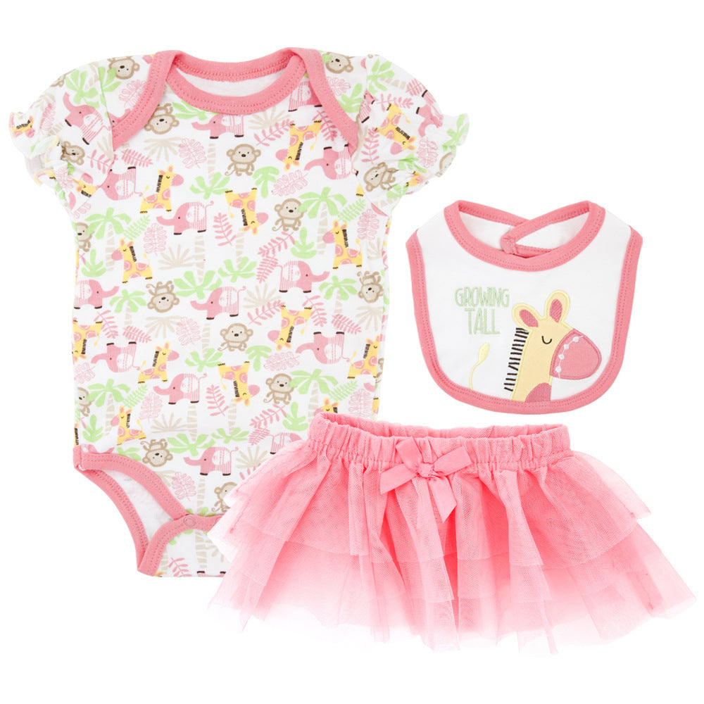 3-Piece Cartoon Summer Outfit for Newborn Baby Girls