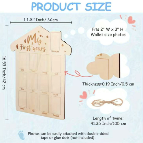 Wooden Newborn Memory Photo Frame