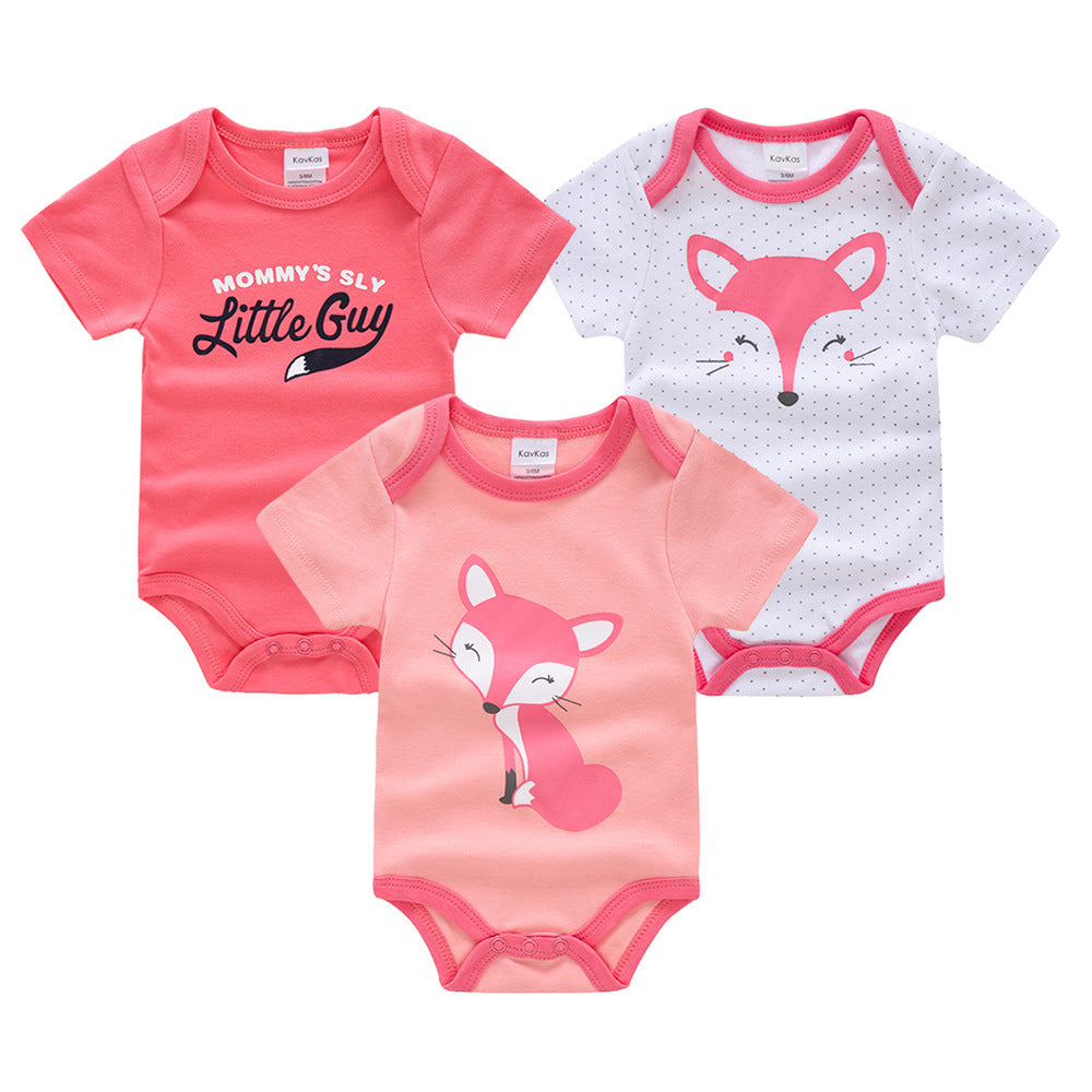 Baby Clothing Set - Cotton Short Sleeve Romper (3 Pieces)