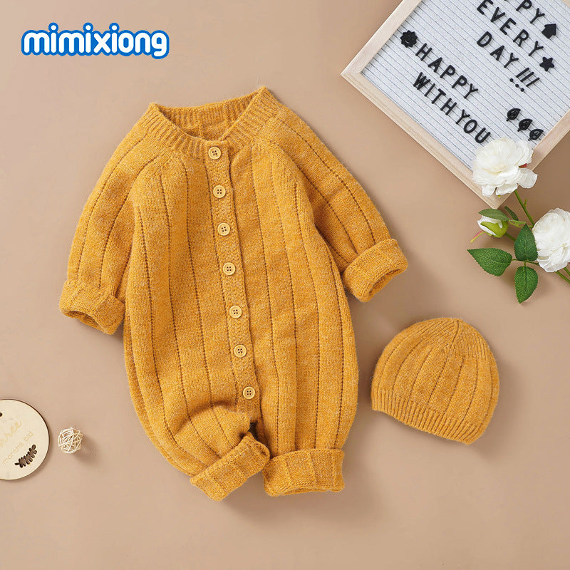 New Autumn Winter Baby Knit Hoodie Set