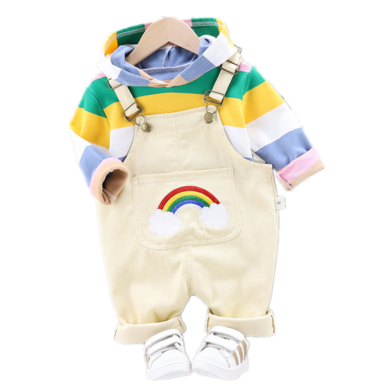 Spring Korean Style Striped Baby Tracksuit Set
