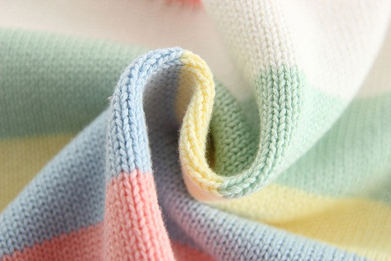 2020 Cute Rainbow Knit Cotton Baby Romper Outfit