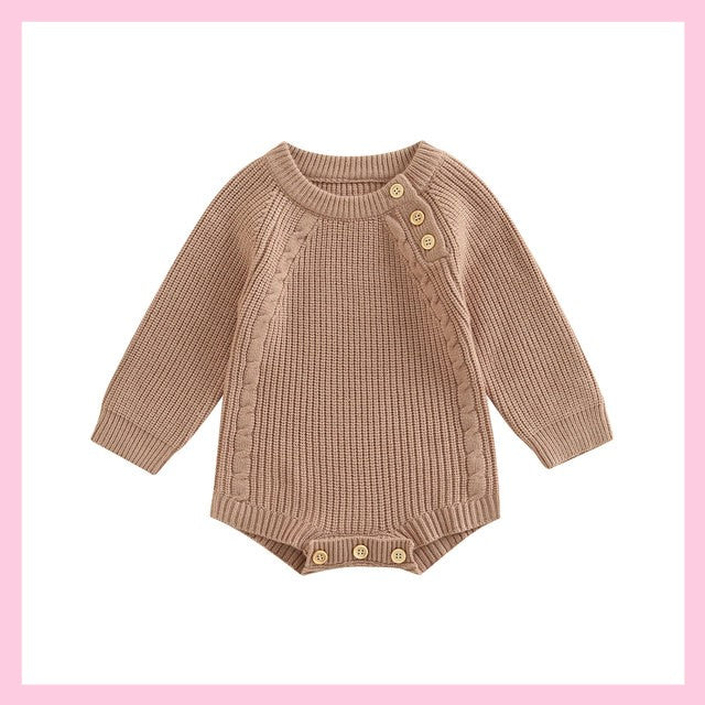 Solid Color Knitting Jumpsuit for Newborn Girls
