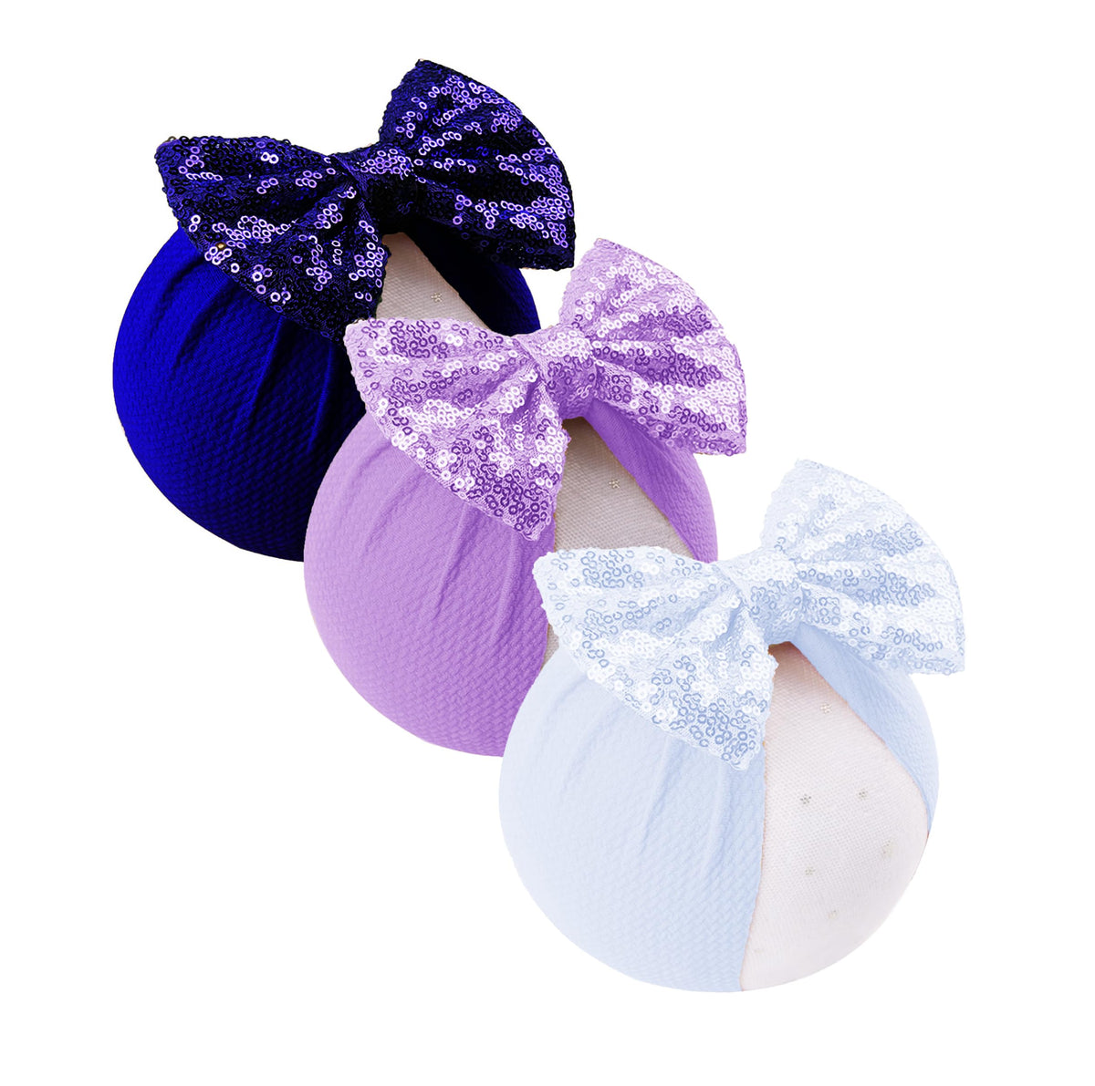 LDDCX Glitter Bows for Baby Girls Headband Newborn Bows Headbands Baby Hair Bows Hairbands Hair Accessories.(FD117) (Navy Blue Lavender White)