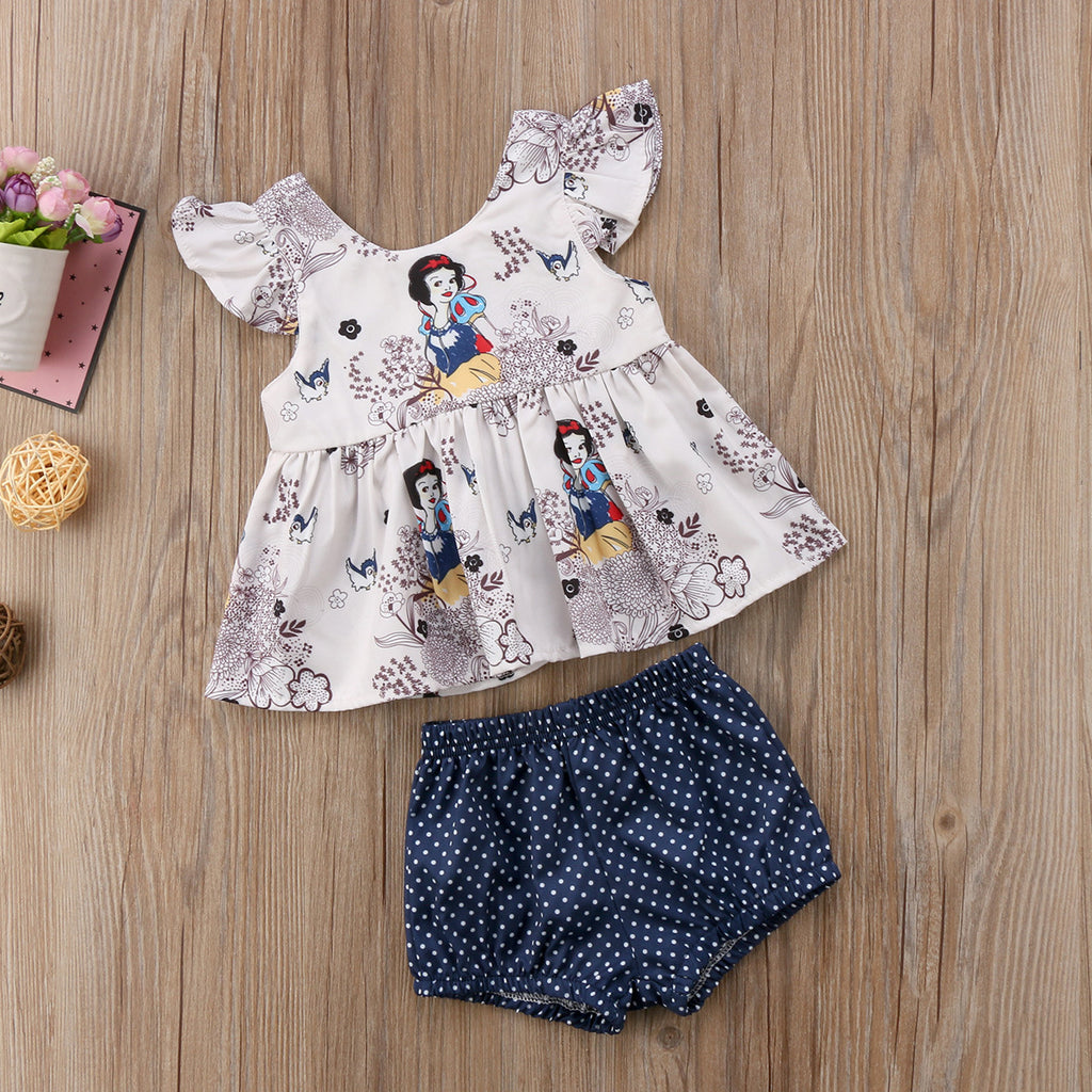 Summer Baby Girls' Outfit: Dot Shorts & Sleeveless Top
