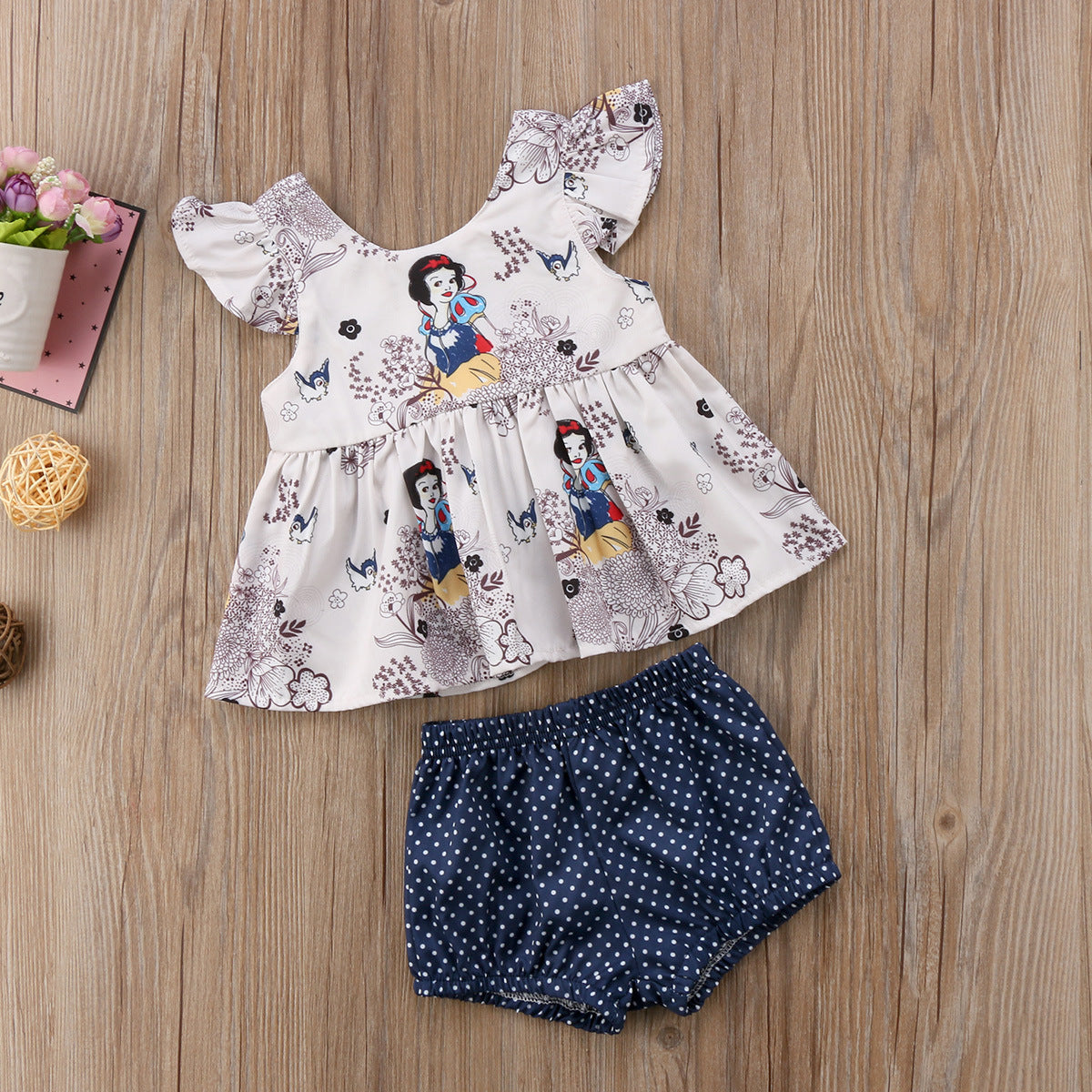 Summer Baby Girls' Outfit: Dot Shorts & Sleeveless Top