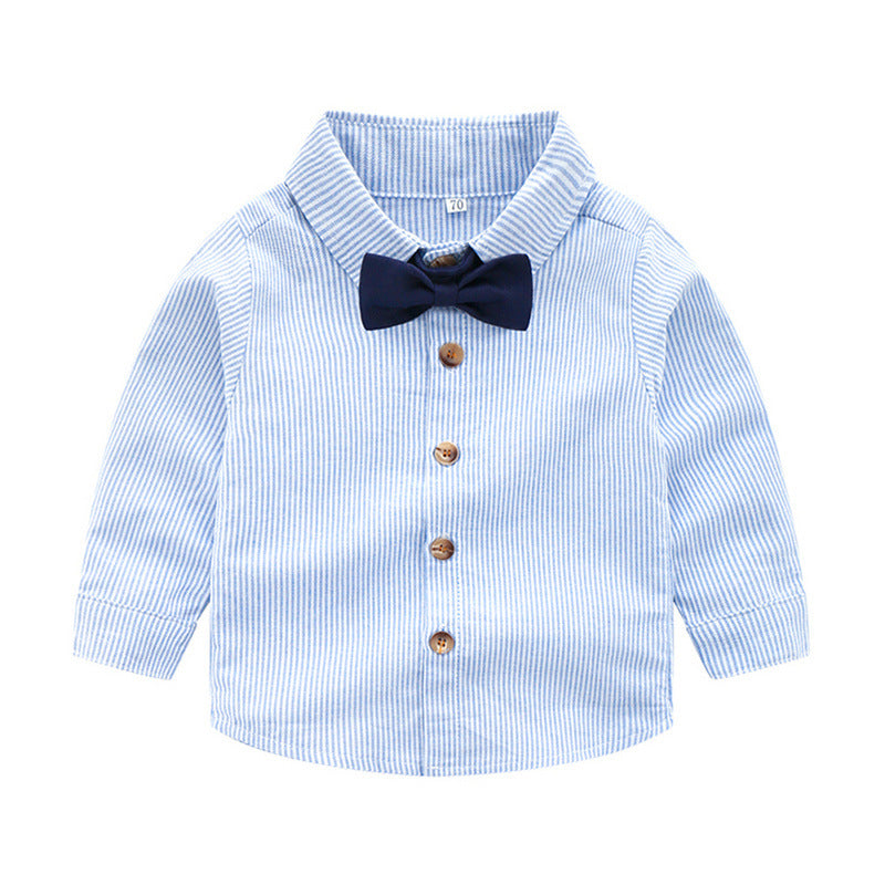 Korean Style Baby Fall Outfit: Long Sleeve Shirt & Overalls