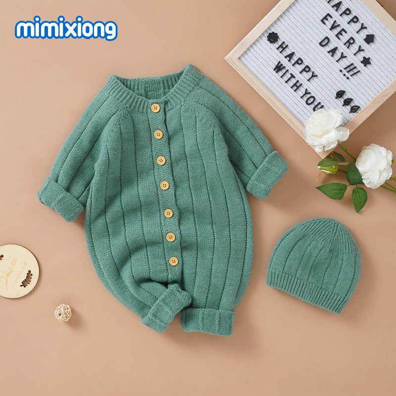 New Autumn Winter Baby Knit Hoodie Set