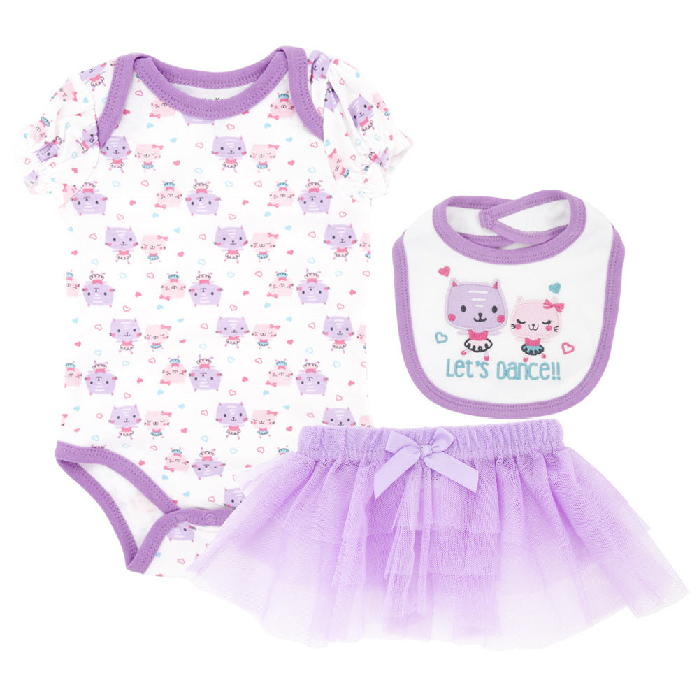 3-Piece Cartoon Summer Outfit for Newborn Baby Girls