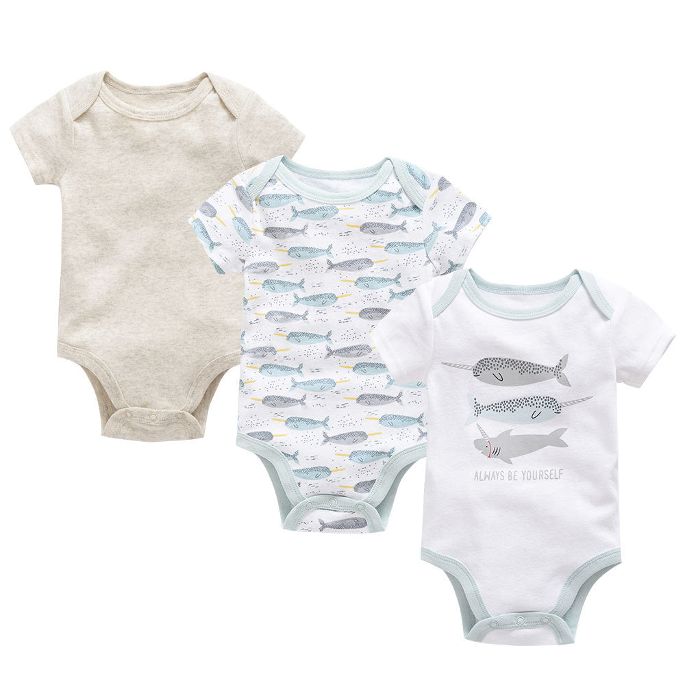 Baby Clothing Set - Cotton Short Sleeve Romper (3 Pieces)