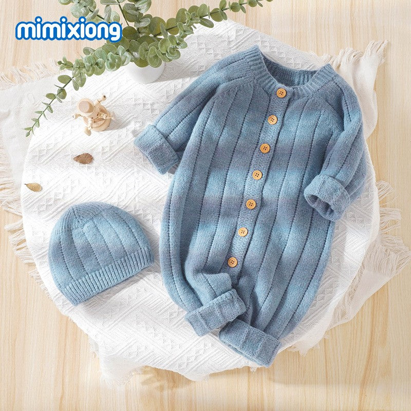 New Autumn Winter Baby Knit Hoodie Set