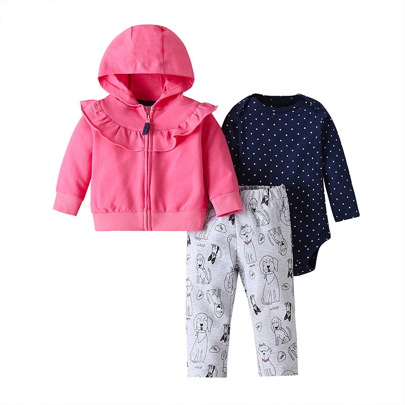 Spring Autumn Baby Outfit Set with Hoodie and Pants