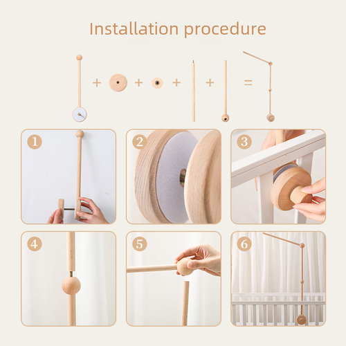 "Minimalist Baby Crib Mobile with Wooden Stand Accessories"