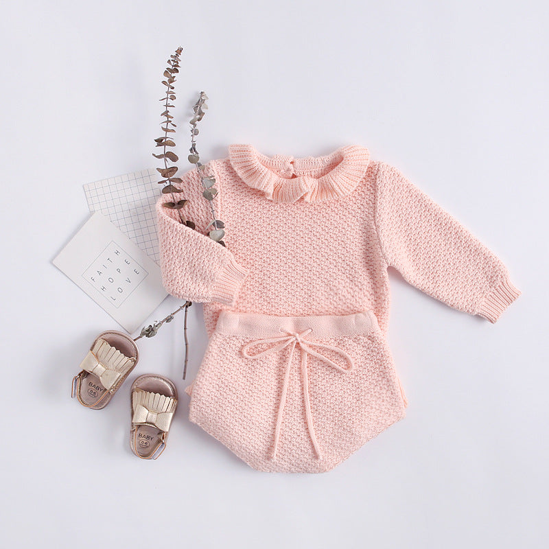 2020 Autumn Baby Girl Outfit with Ruffle Shorts & Top