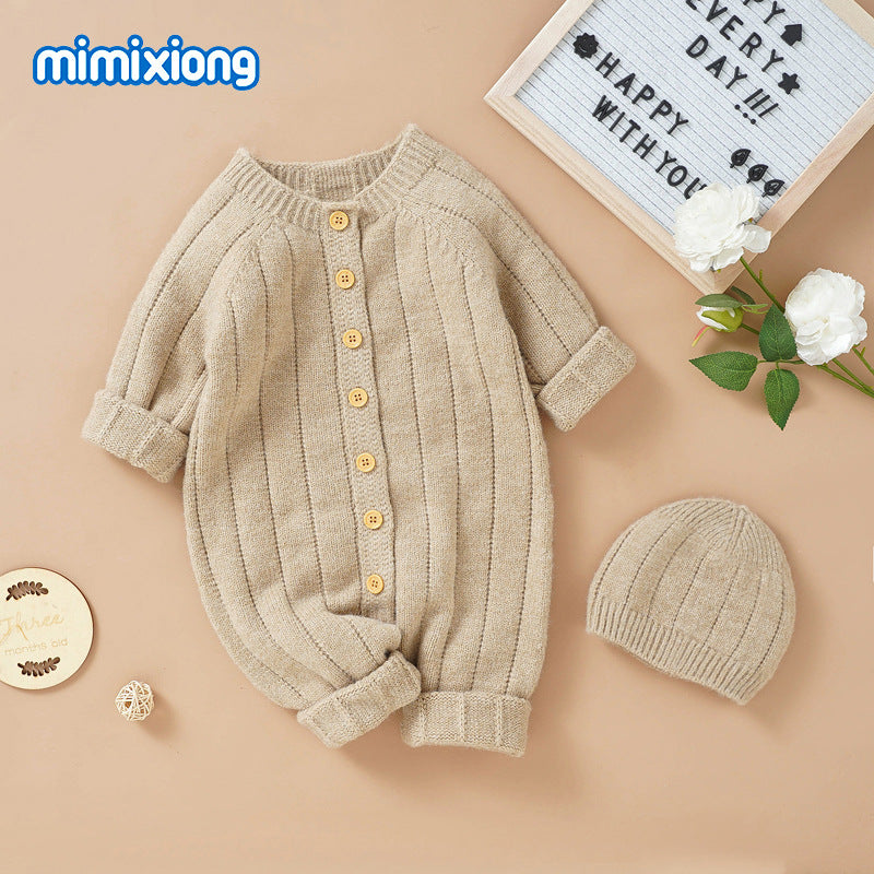 New Autumn Winter Baby Knit Hoodie Set