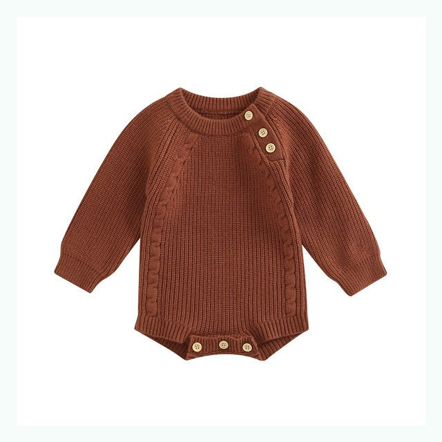 Solid Color Knitting Jumpsuit for Newborn Girls