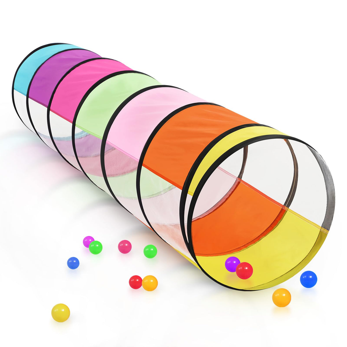 Colorful Baby Play Tunnel for Toddlers with 2 Mesh Sides Kids Crawling Tunnel Play Tent Pop Up Toddlers Tunnel Cat Tunnel for Dogs Pets Indoor Outdoor Toy Gift