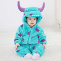 Autumn New Baby Blue Fleece One-Piece Monster Outfit