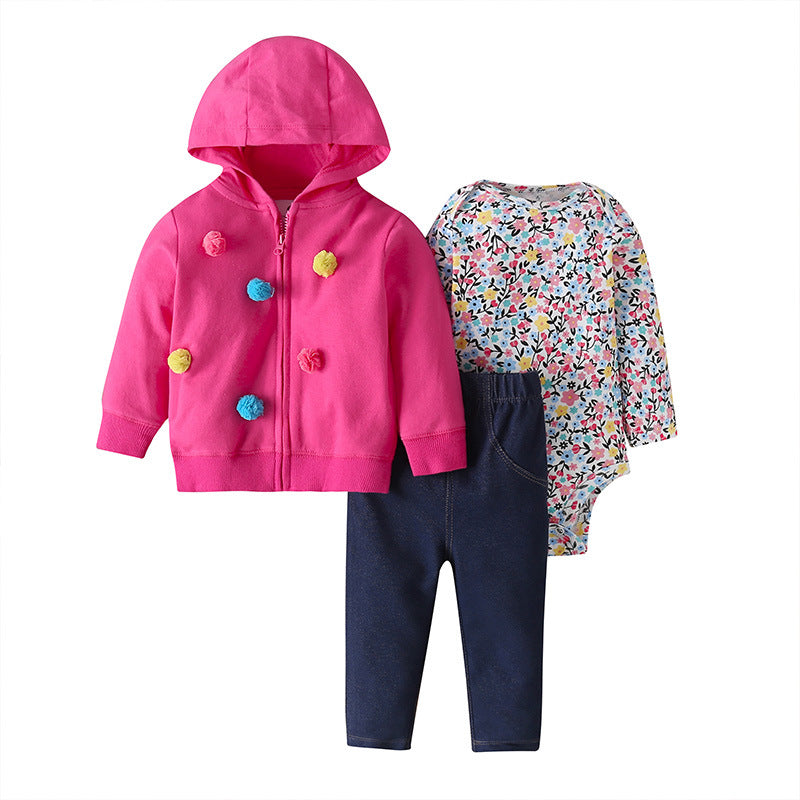 Spring Autumn Baby Outfit Set with Hoodie and Pants